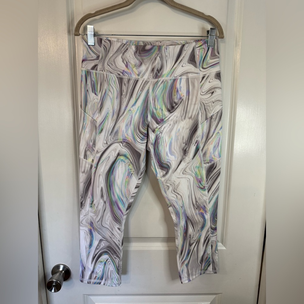 Athleta Women’s Contender White Opal Powerlifting Iridescent Leggings - Medium